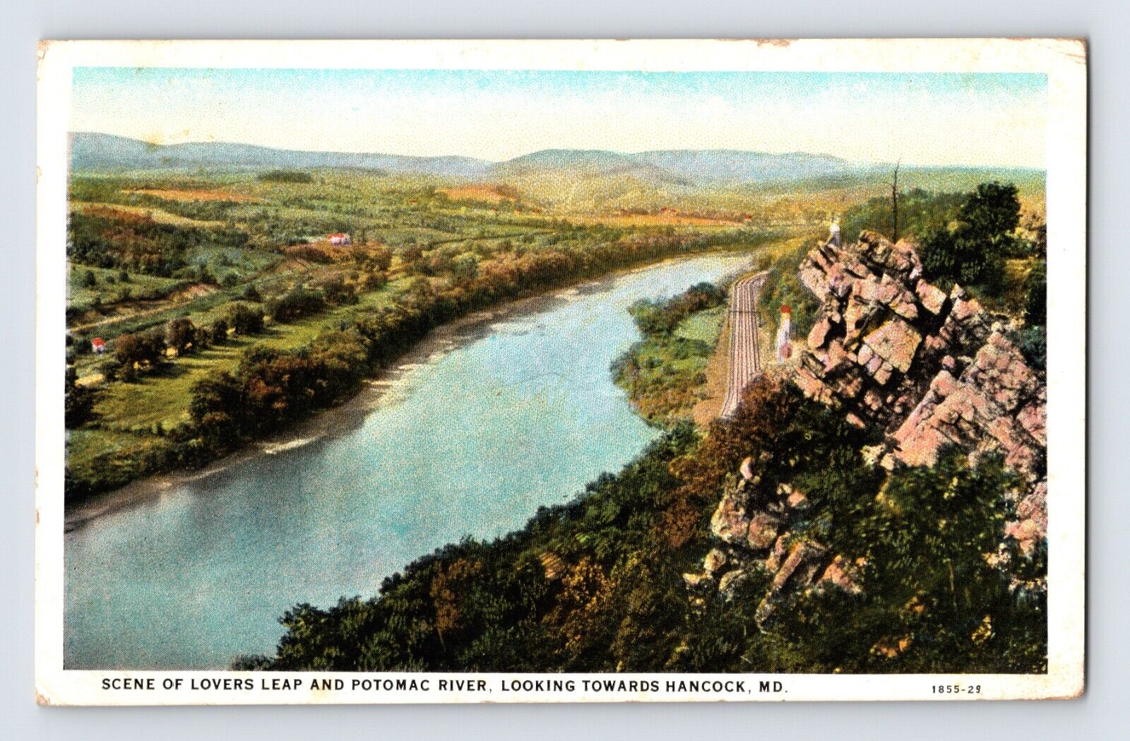 Postcard Maryland Hancock MD Potomac River Lover Leap 1938 Posted White Border