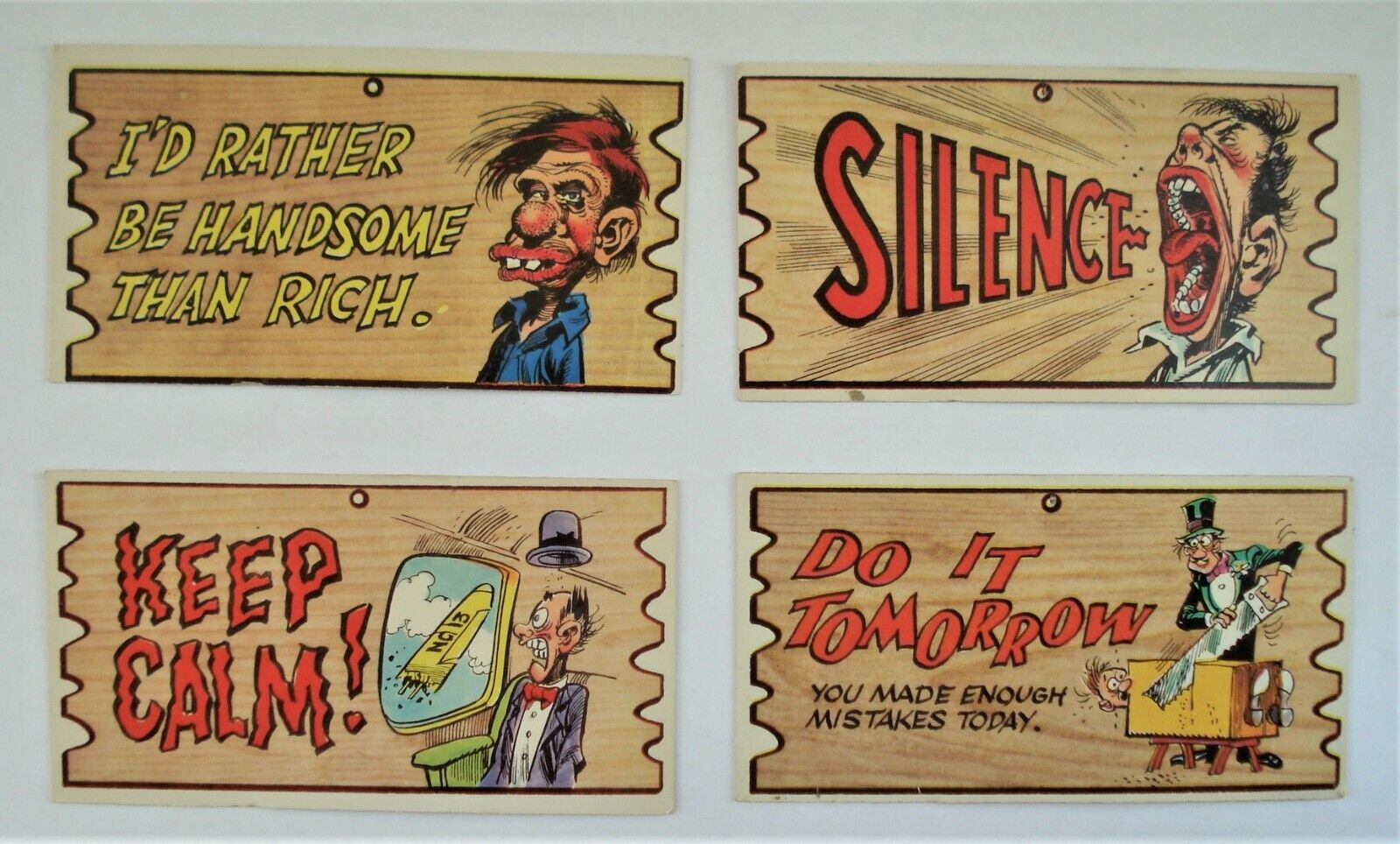 4 Vintage 1965 Kookie Plak Cards Postcards