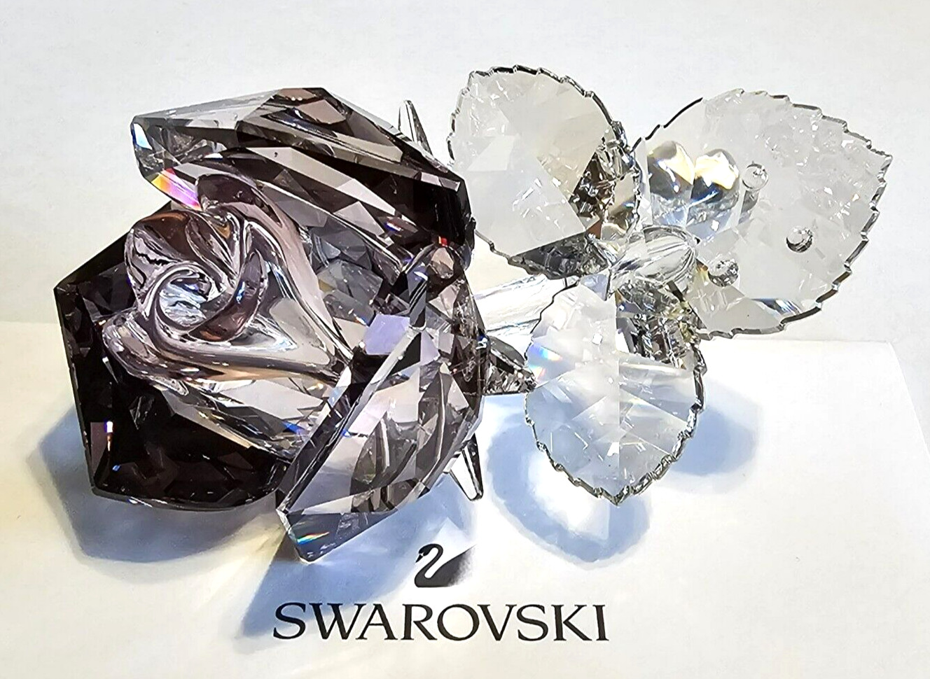 🌹 Swarovski Crystal 2011 Large, Blush Mauve, Blossoming Rose Figurine, NIB