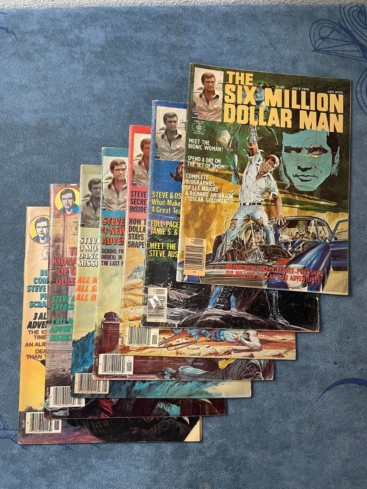 Six Million Dollar Man Magazine #1-7 Charlton Comics Lot Complete Run 1976 VG-FN