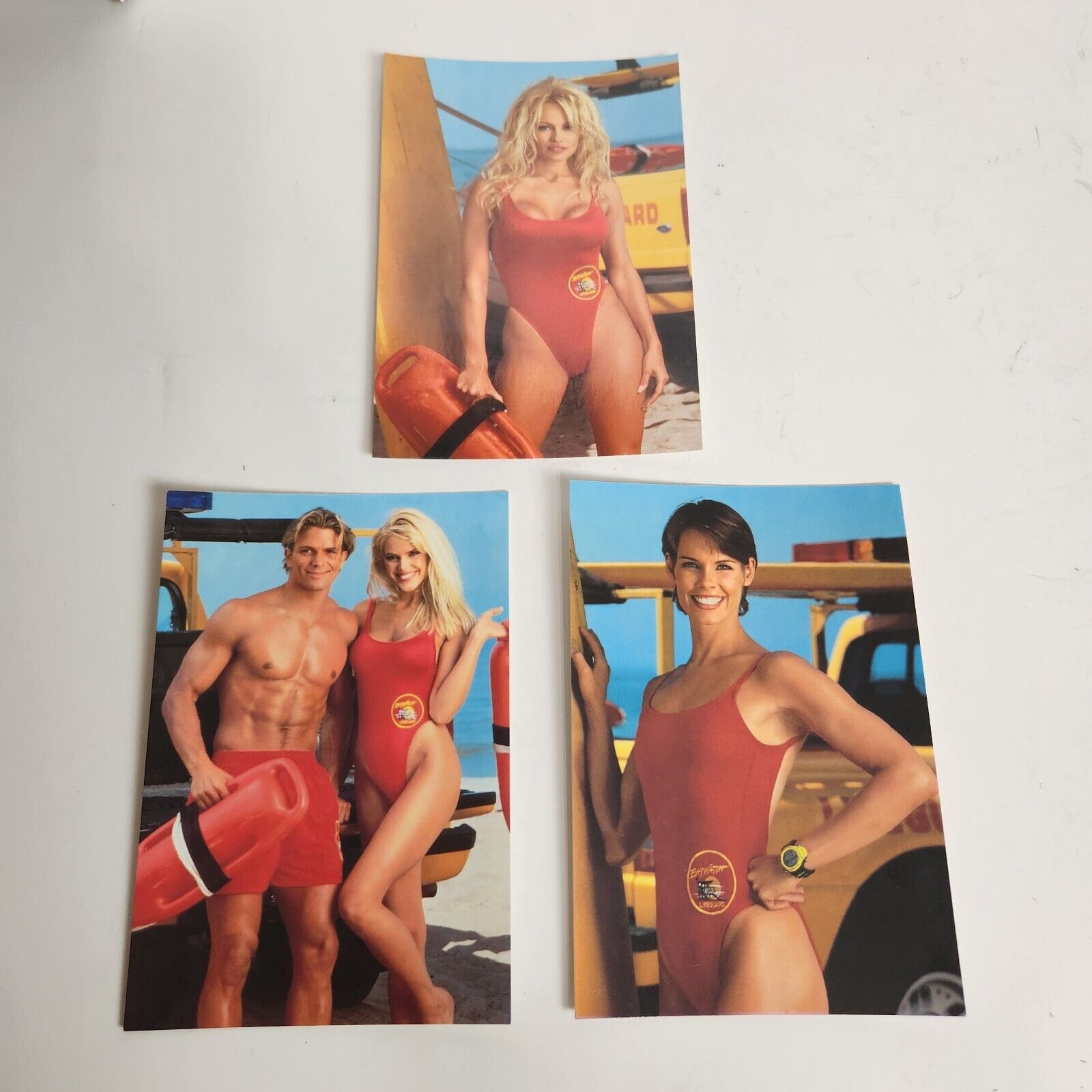 1996 The Baywatch Lifeguards 4x6 Postcards Pam Anderson Alexandra Paul 3 Cards