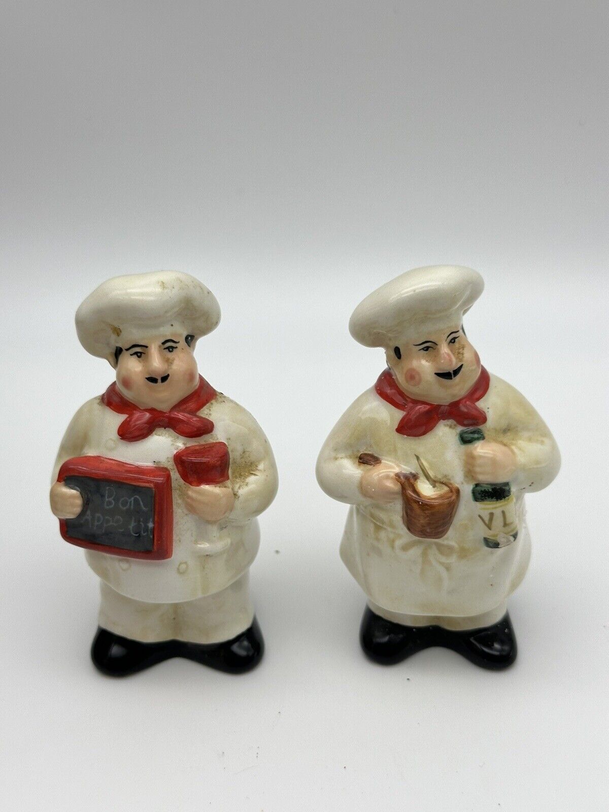 Vintage CIC Ceramic Bon Appetite Chef Salt and Pepper Shakers
