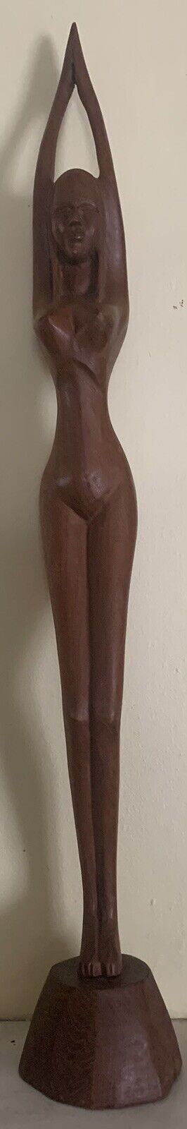 Vintage Hand Carved Wooden Nude Woman