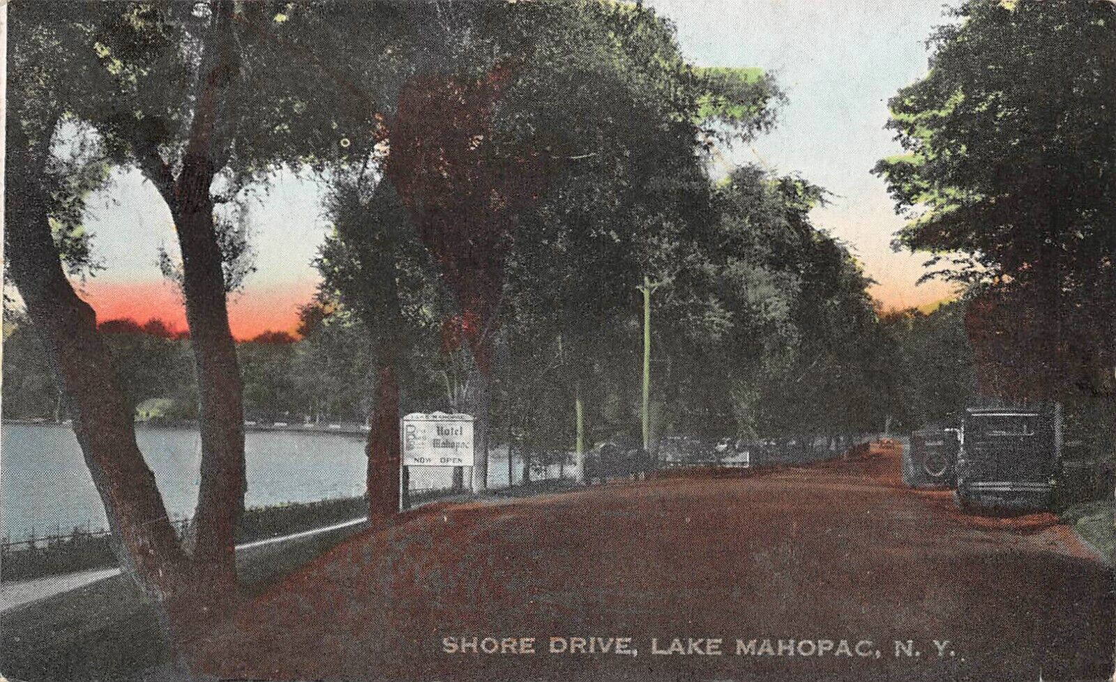 Postcard Lake Mahopac NY Shore Drive Hotel Hand-Colored Vintage