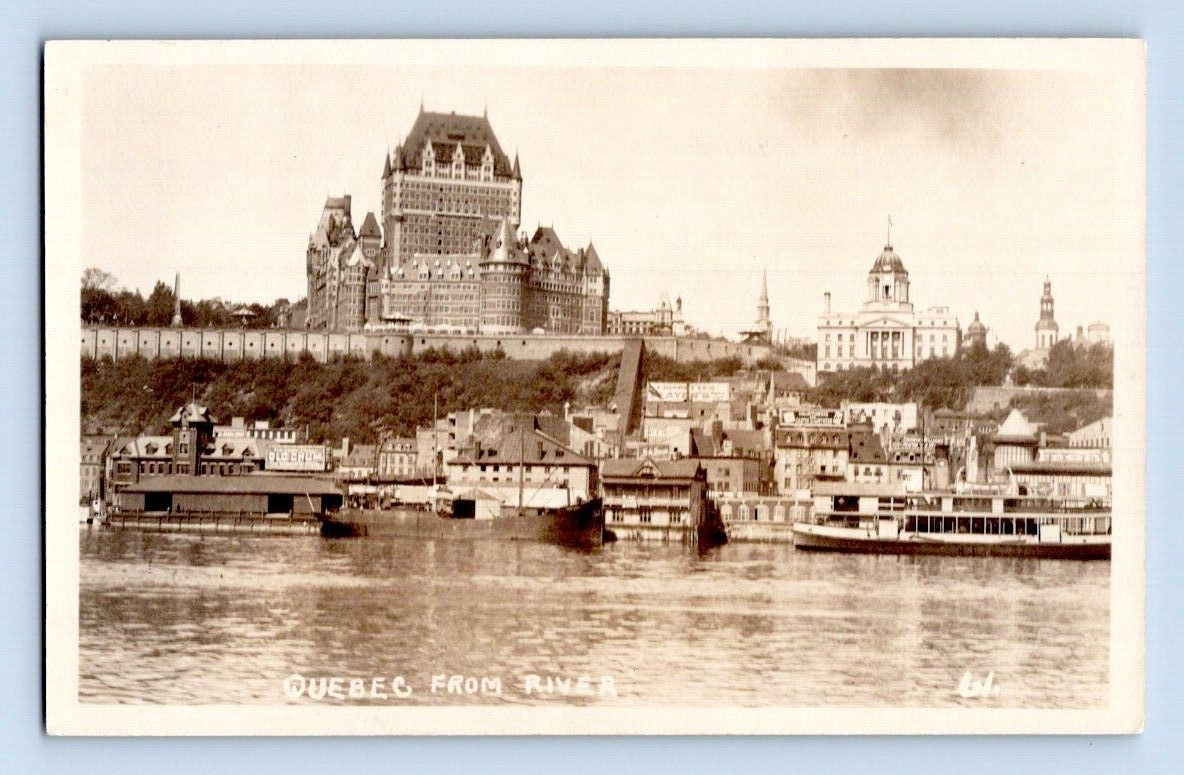 RPPC 1930'S. QUEBEC CANADA FROM RIVER. POSTCARD. SL31