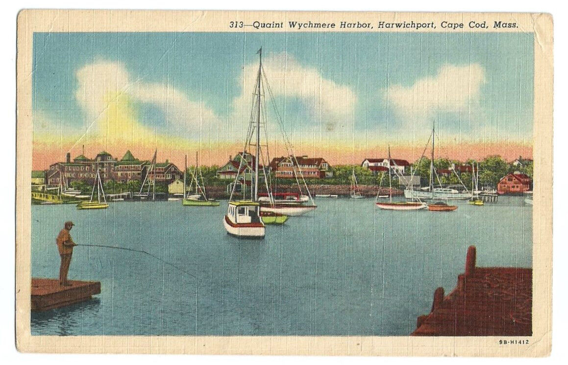 Harwichport Cape Cod MA Postcard Massachusetts Boats Wychmere Harbor