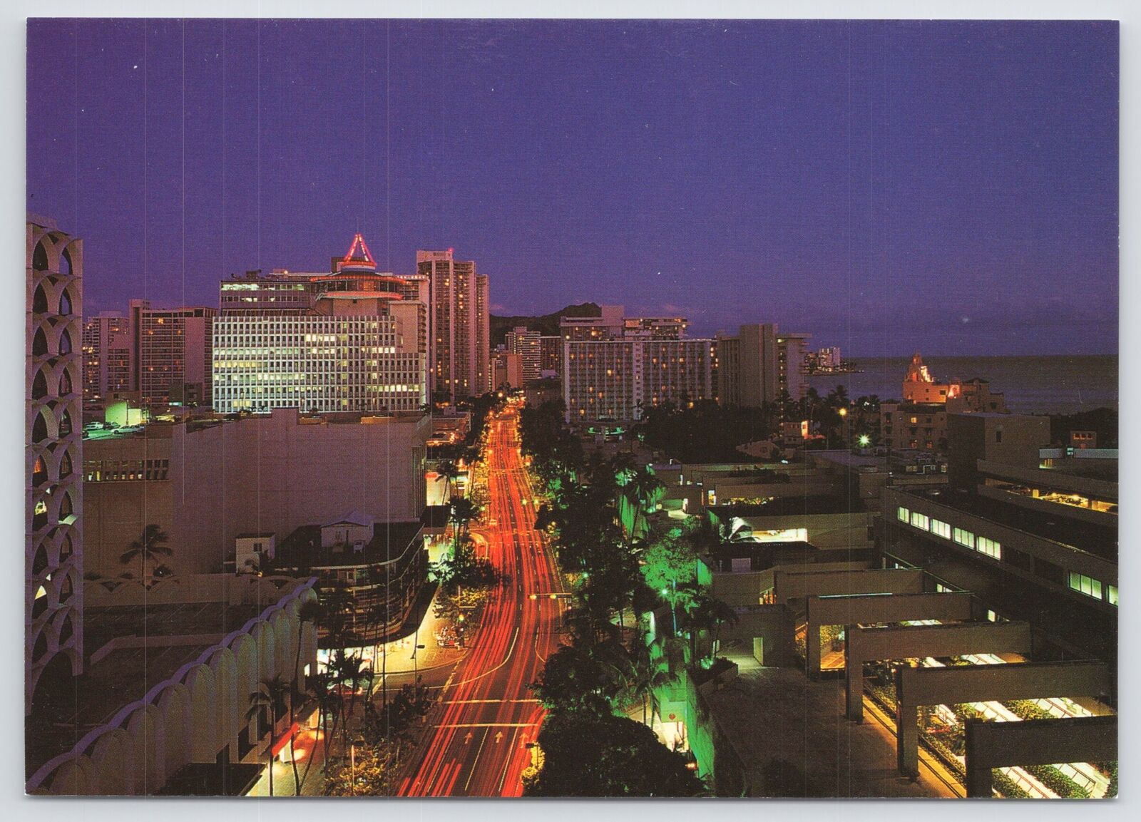 Honolulu Hawaii~View Of Night Lights On Kalakaua Avenue~Waikiki~Continental PC