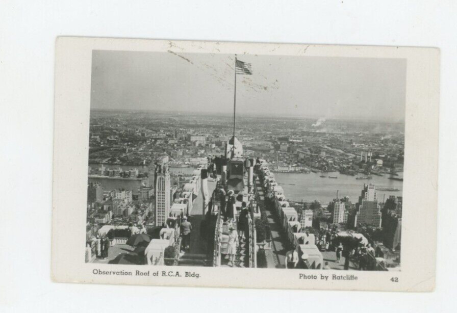 Vintage Postcard  U.S. STATES   NYC  OBSERVATION ROOF, R.C.A., BLDG POSTED 1956