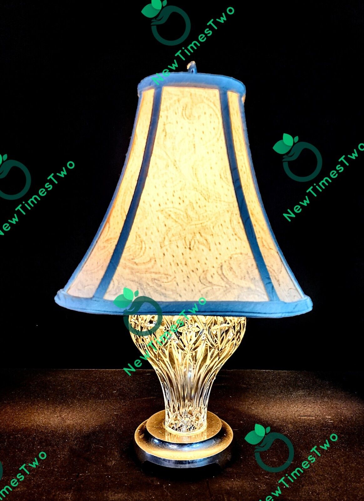 Waterford Medium Fine Cut Crystal Table Lamp With Original Shade And Final