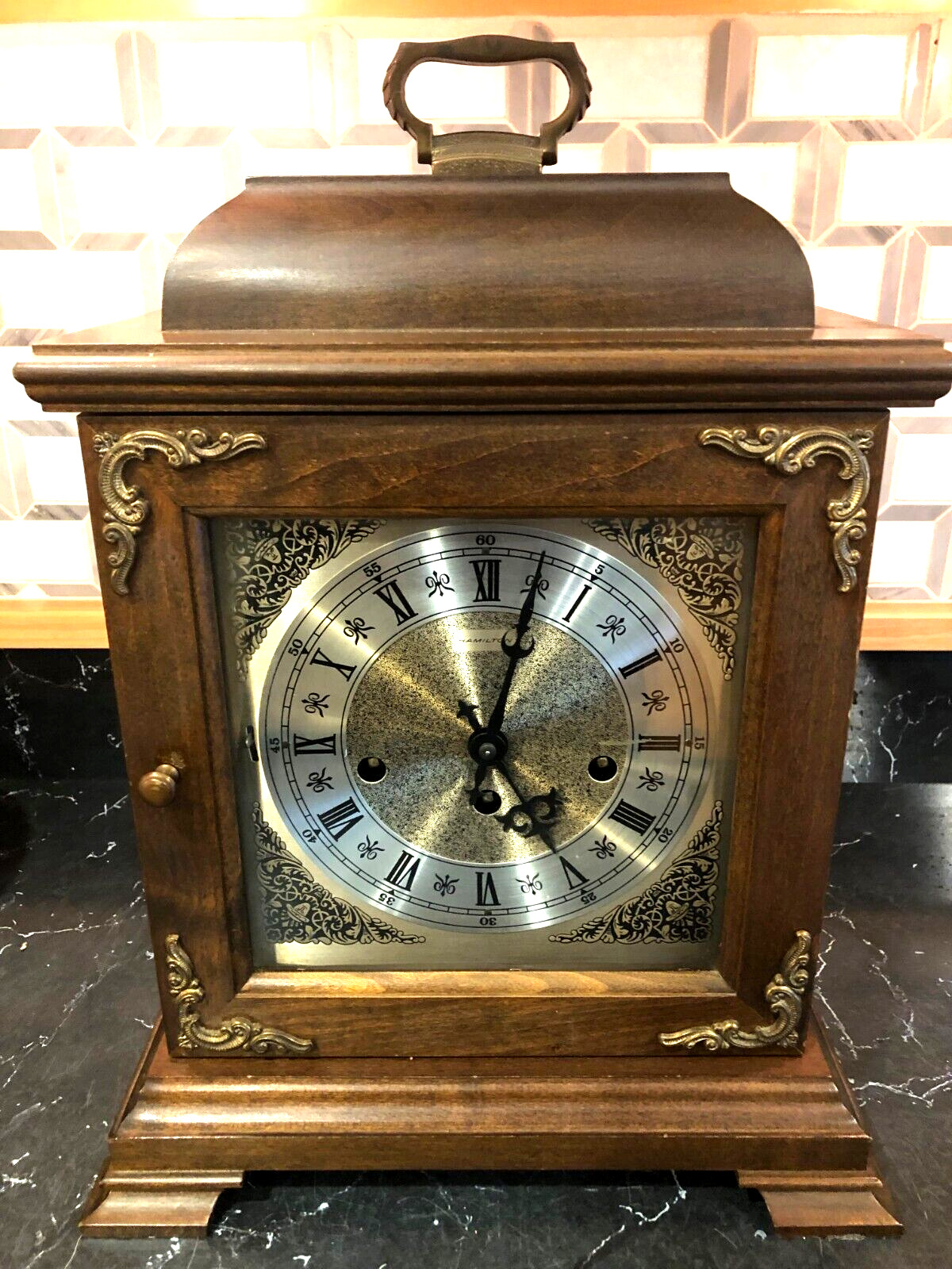 Hamilton 340-020, 2 Jewels West Germany Mantle Clock  Westminster Chimes Vintage
