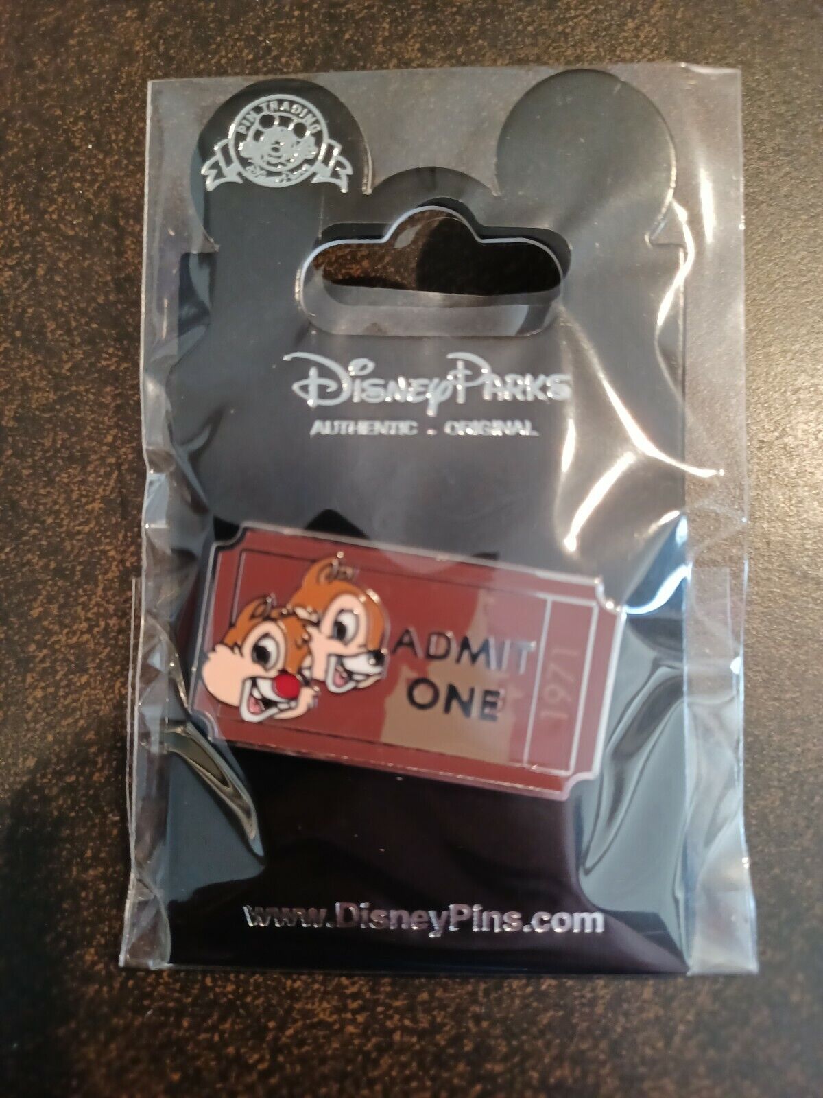 2012 Disney WDW Admission Ticket Chip and Dale Pin With Packing