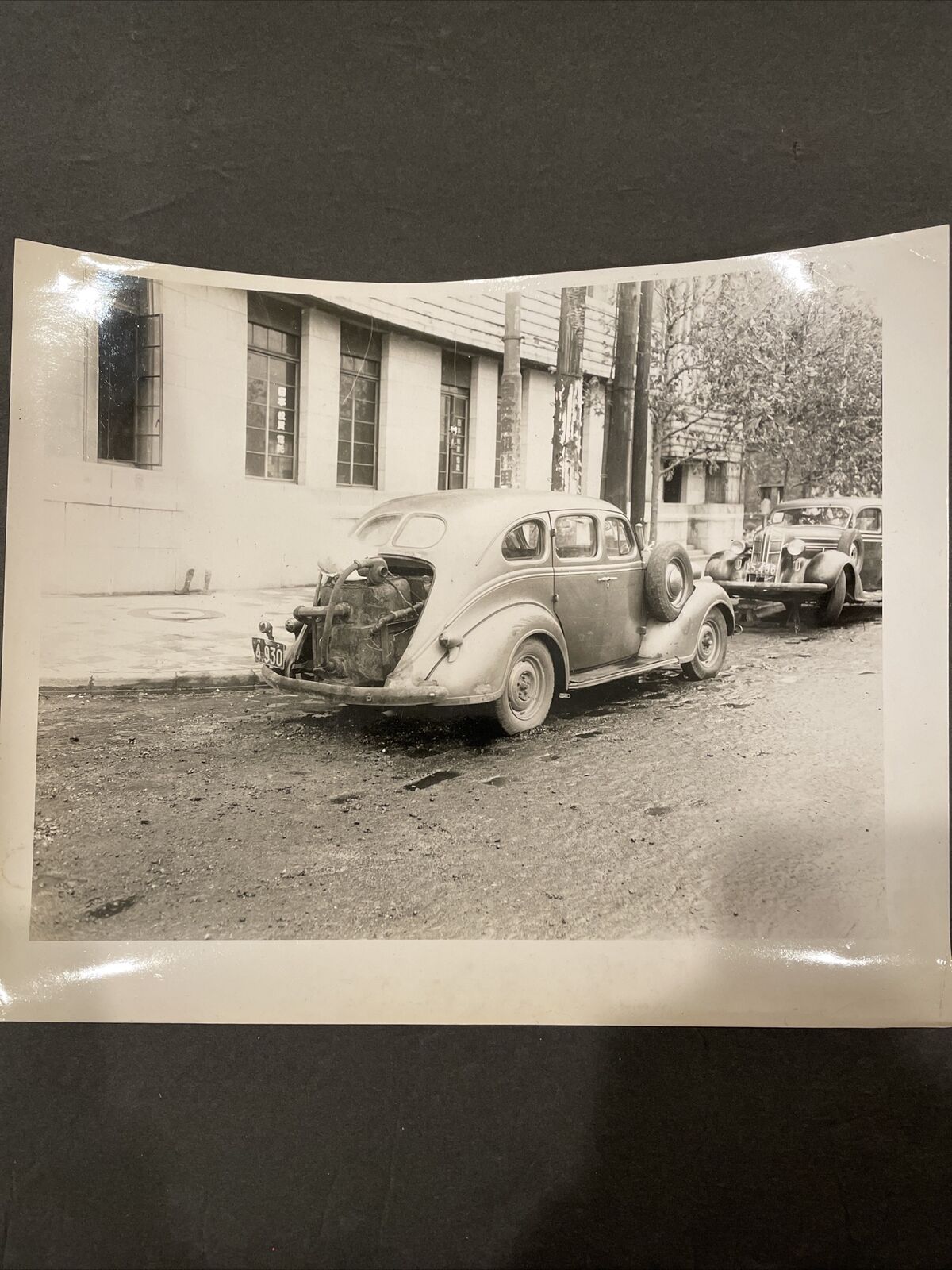 WWII press photo captured japanese wood burning car, yank magazine