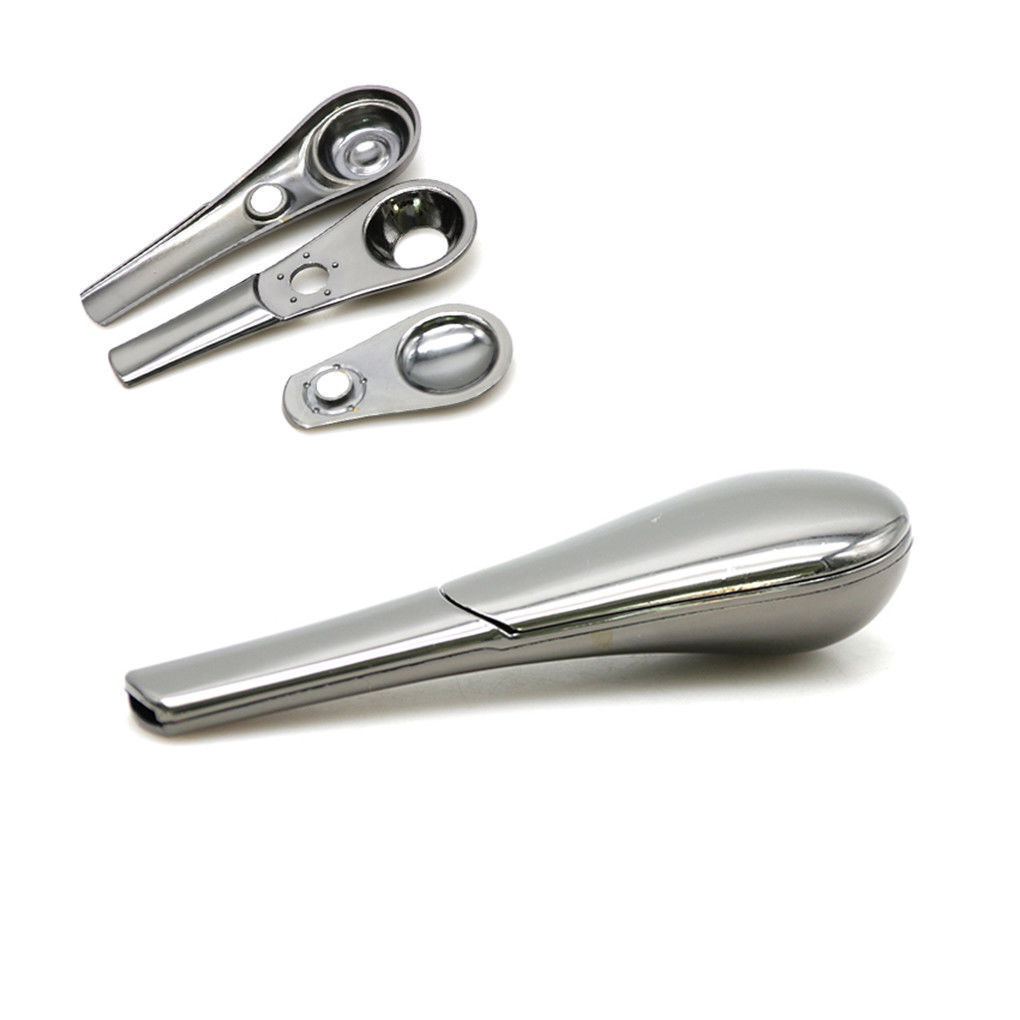 Portable Magnetic Metal Spoon Smoking Pipe Silver With Gift Box,