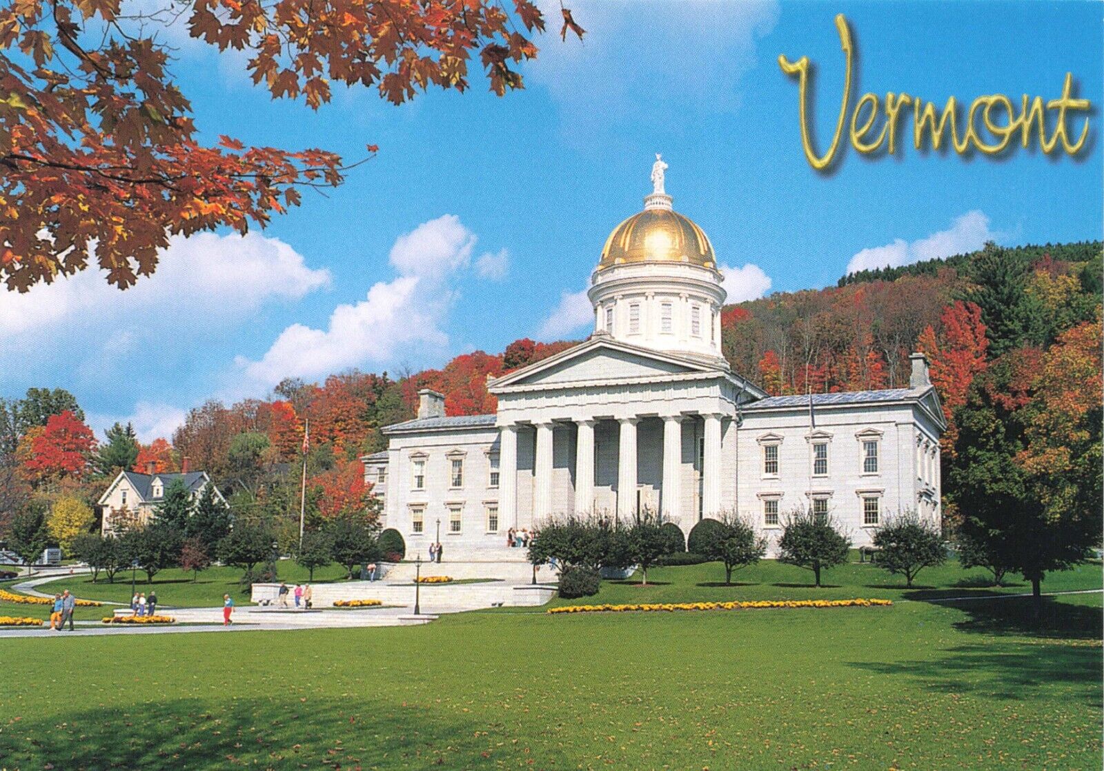 Postcard VT Montpelier Vermont State Capital Building Golf Leaf Dome Ceres