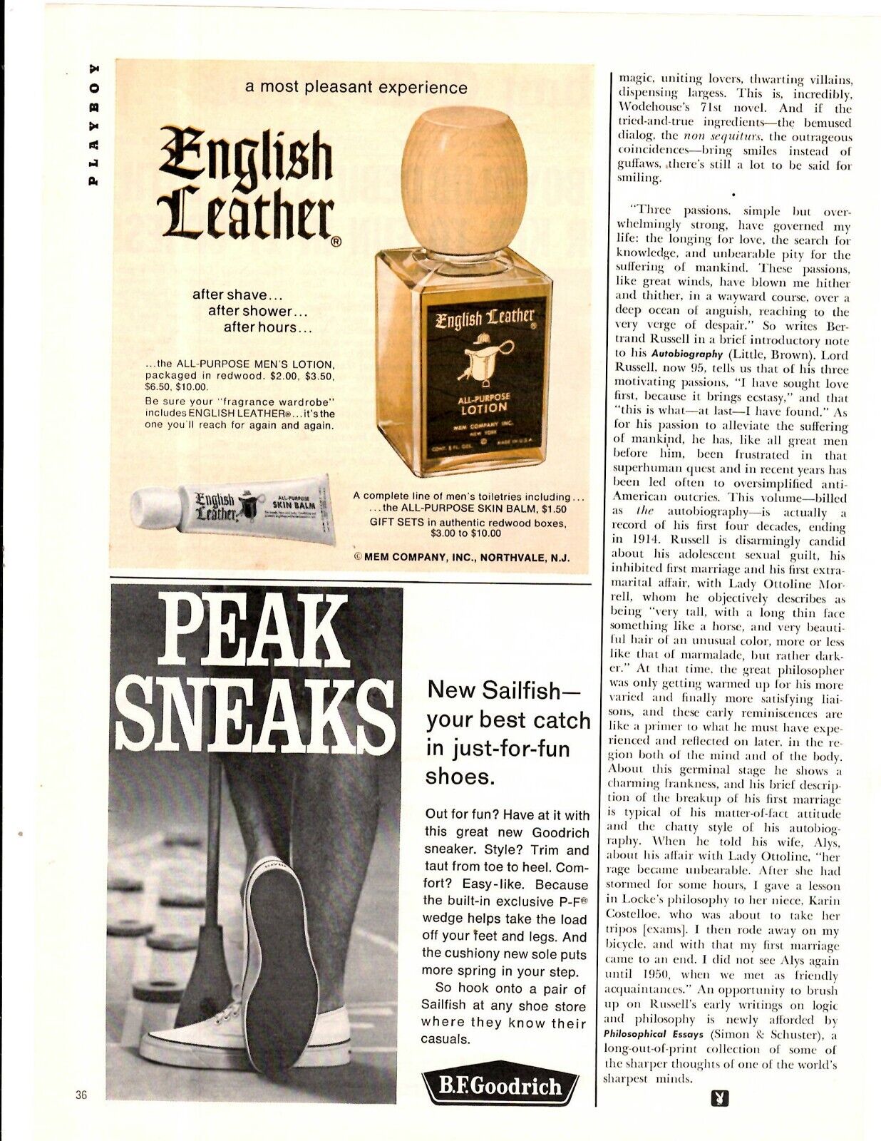 1967 Print Ad English Leather After Shave After Shower After Hours