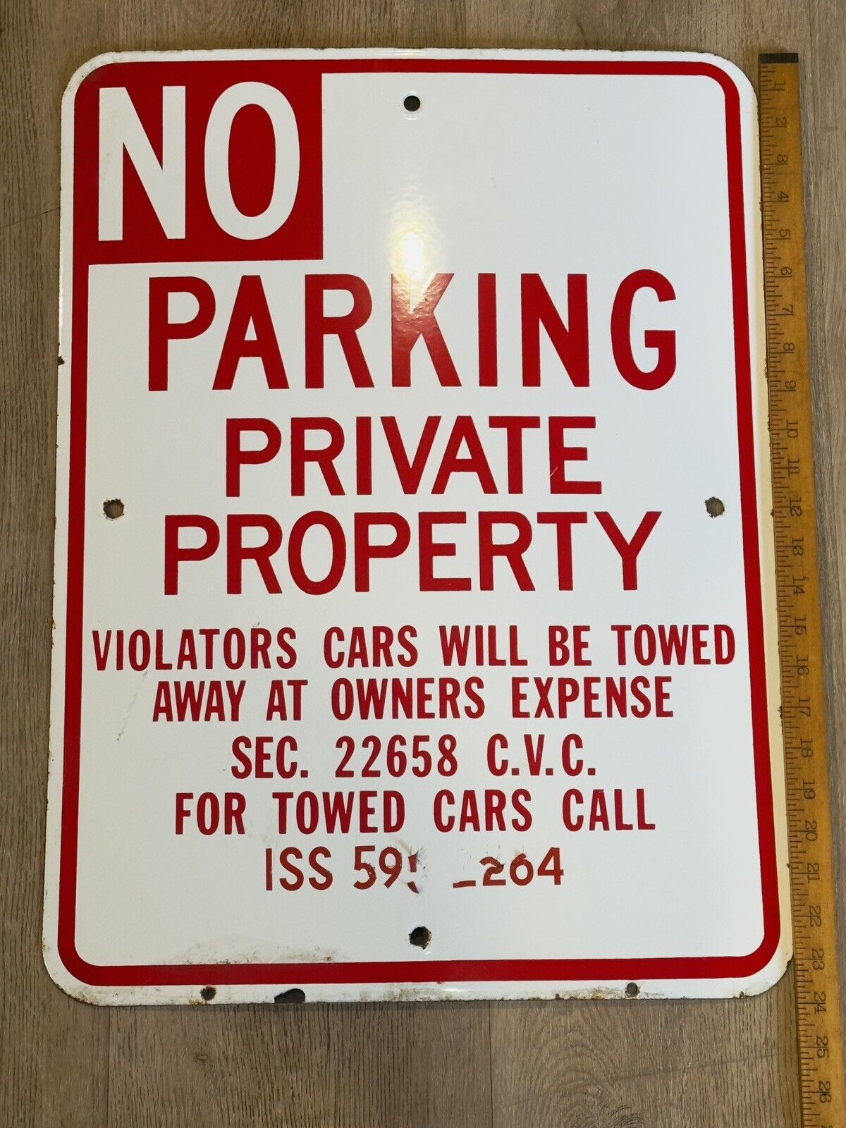 Vintage original City Of L.A. Porcelain Street Sign No Parking Large 24x18