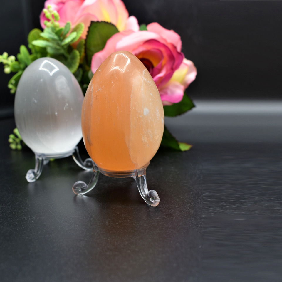 White Selenite Charging Crystal Egg: Reiki Healing Chakra Polished Decor Accent