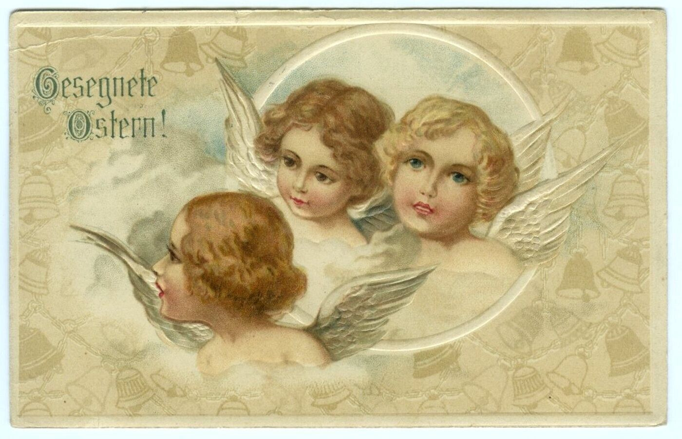 Easter Three Beautiful Angels c1914 Embossed Postcard