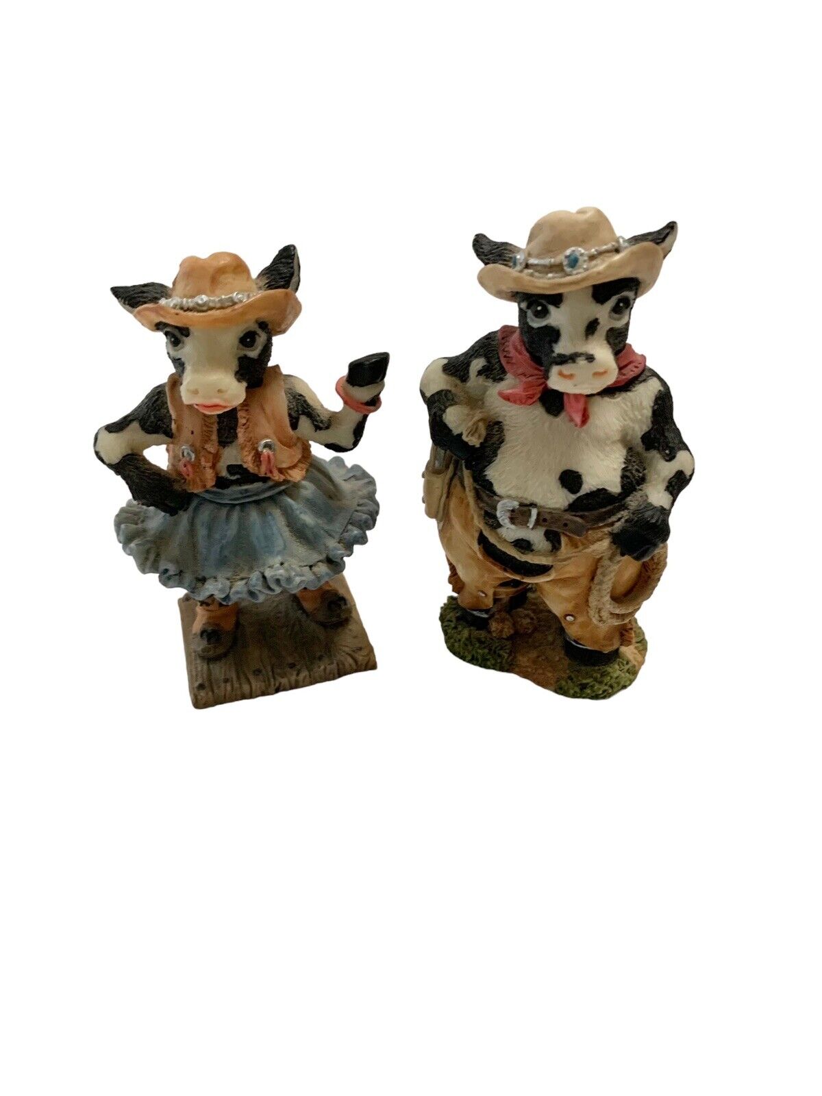 Ganz Cowtown Cowlamity Jane & Buffalo Bull Cody 1992  Cow Figurine Set Of Two
