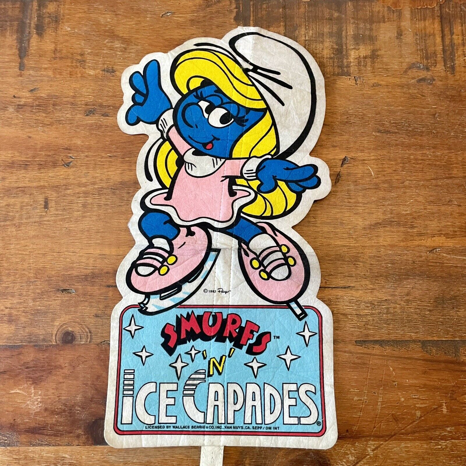 Vintage 1983 Smurfs N Ice Capades Souvenir Pennant Smurfette