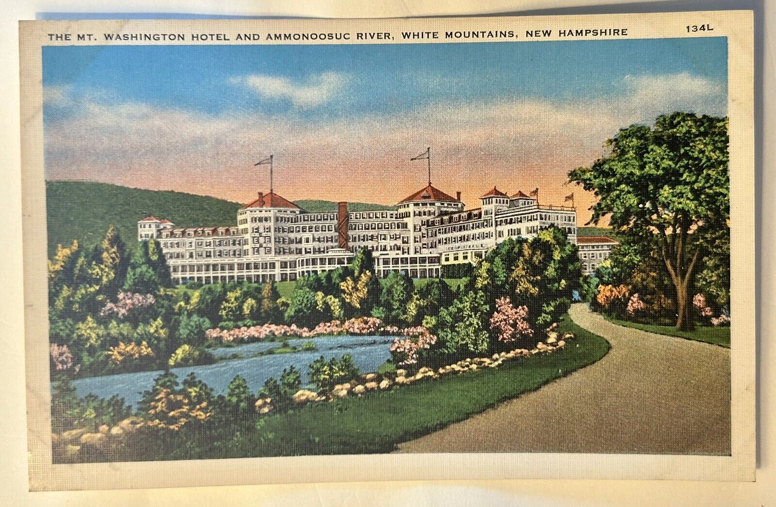 Mt Washington Hotel. Ammonoosuc River. White Mountains New Hampshire Postcard NH