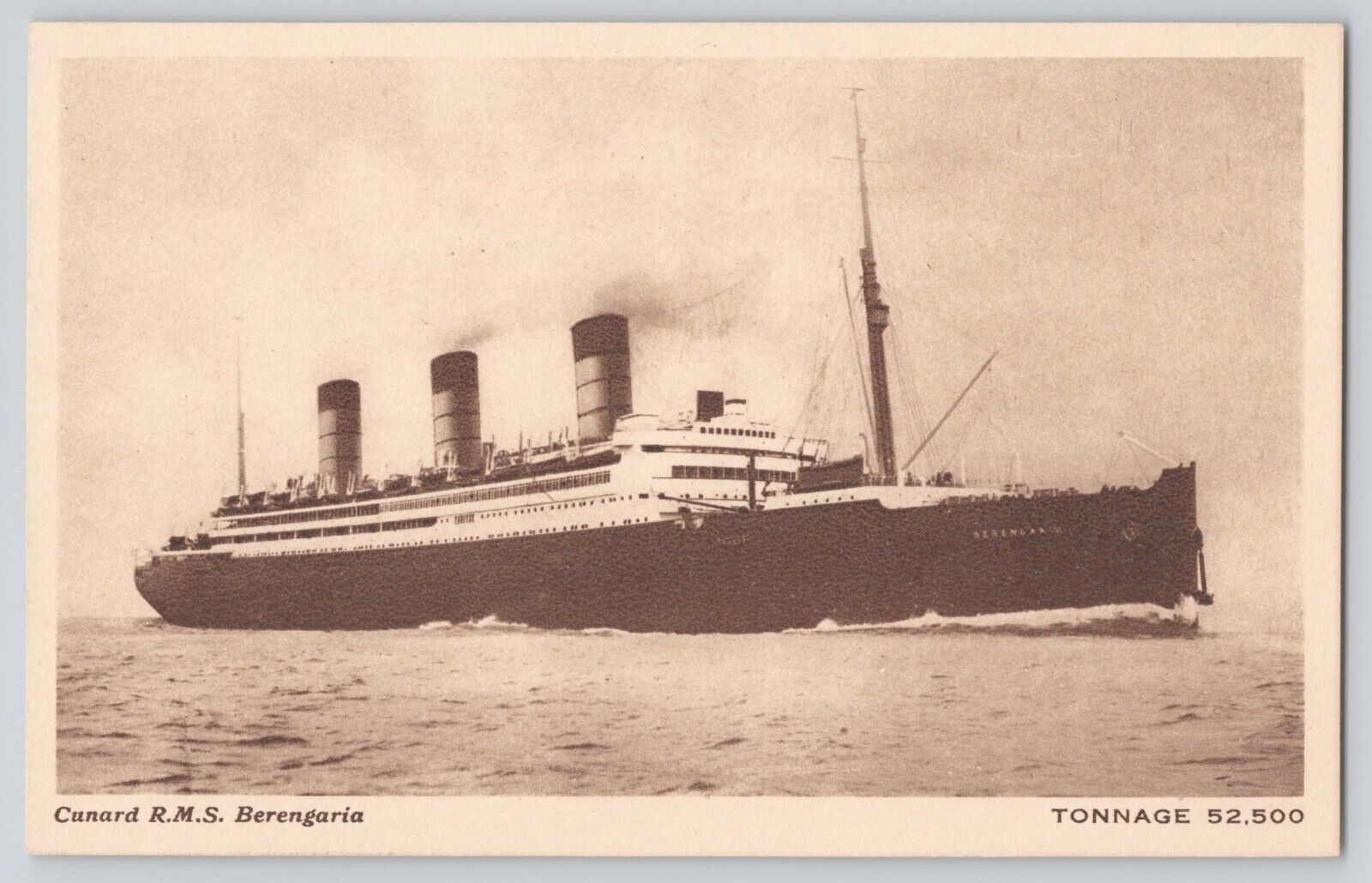Postcard Steamship Ship RMS Berengaria Cunard Line Antique Vintage Unposted
