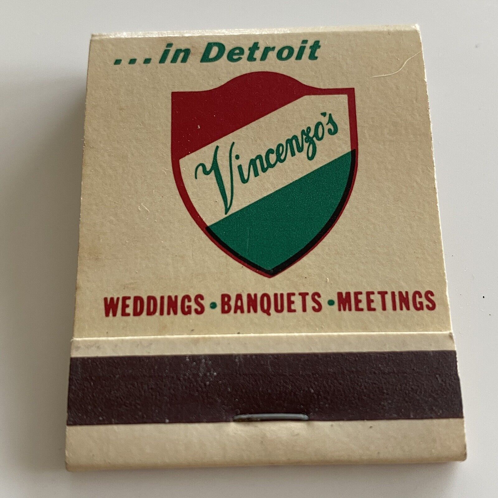 Vintage Full Matchbook - Vincenzo’s Restaurant - Detroit, Michigan