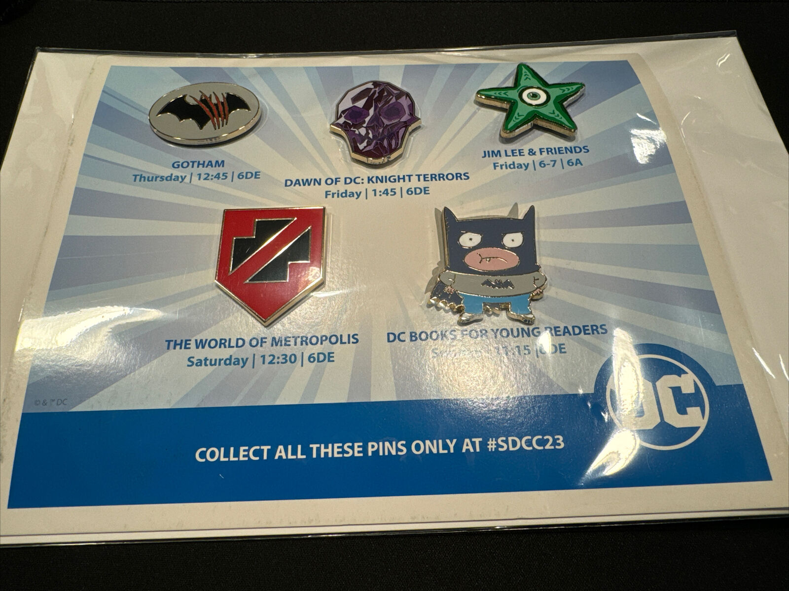 SDCC 2023 DC Panels Exclusive Pins Complete Set Gotham Starro Knight Terrors