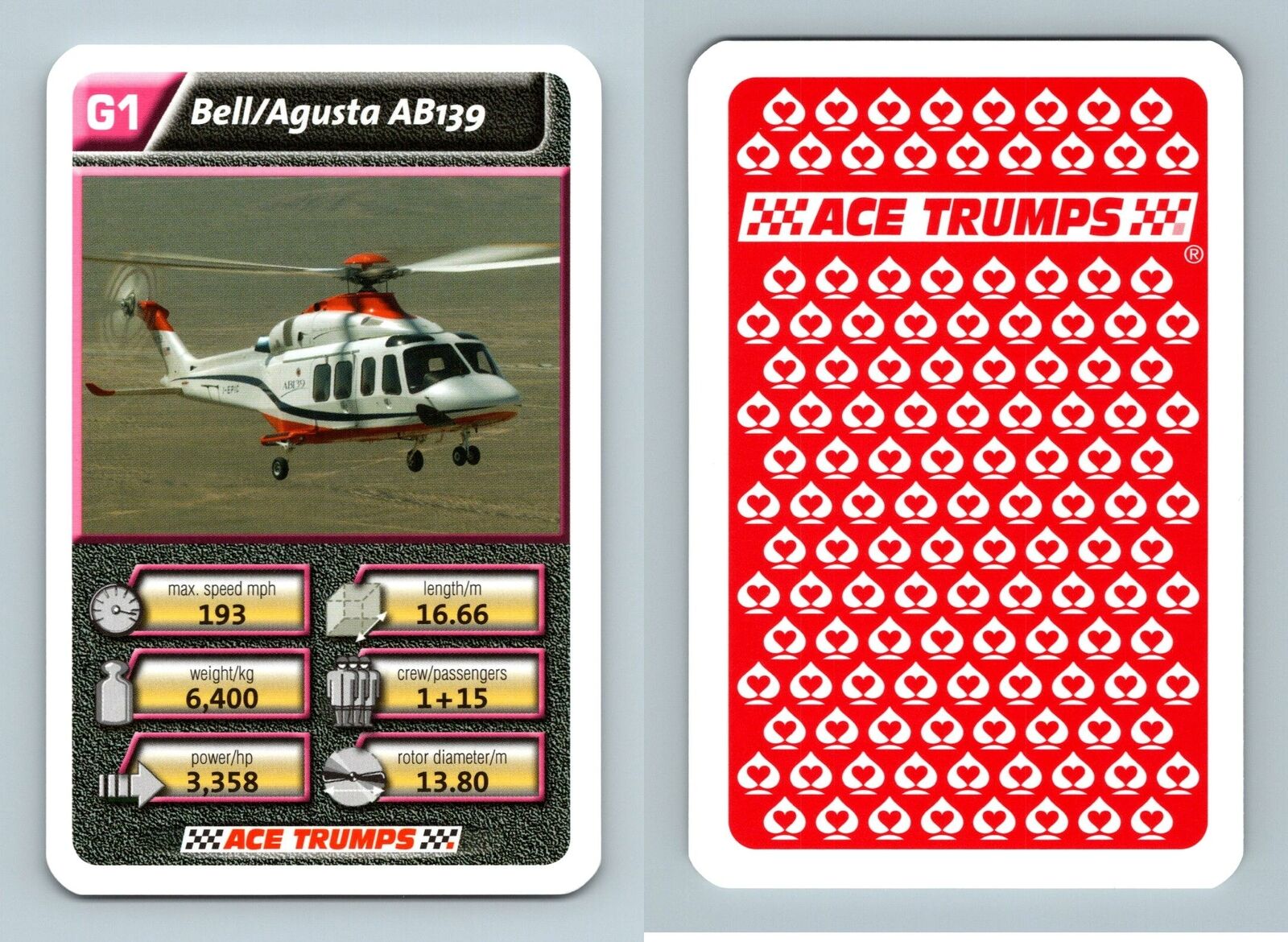 Bell/Agusta AB139 - Helicopters 2008 Ace Trumps Card