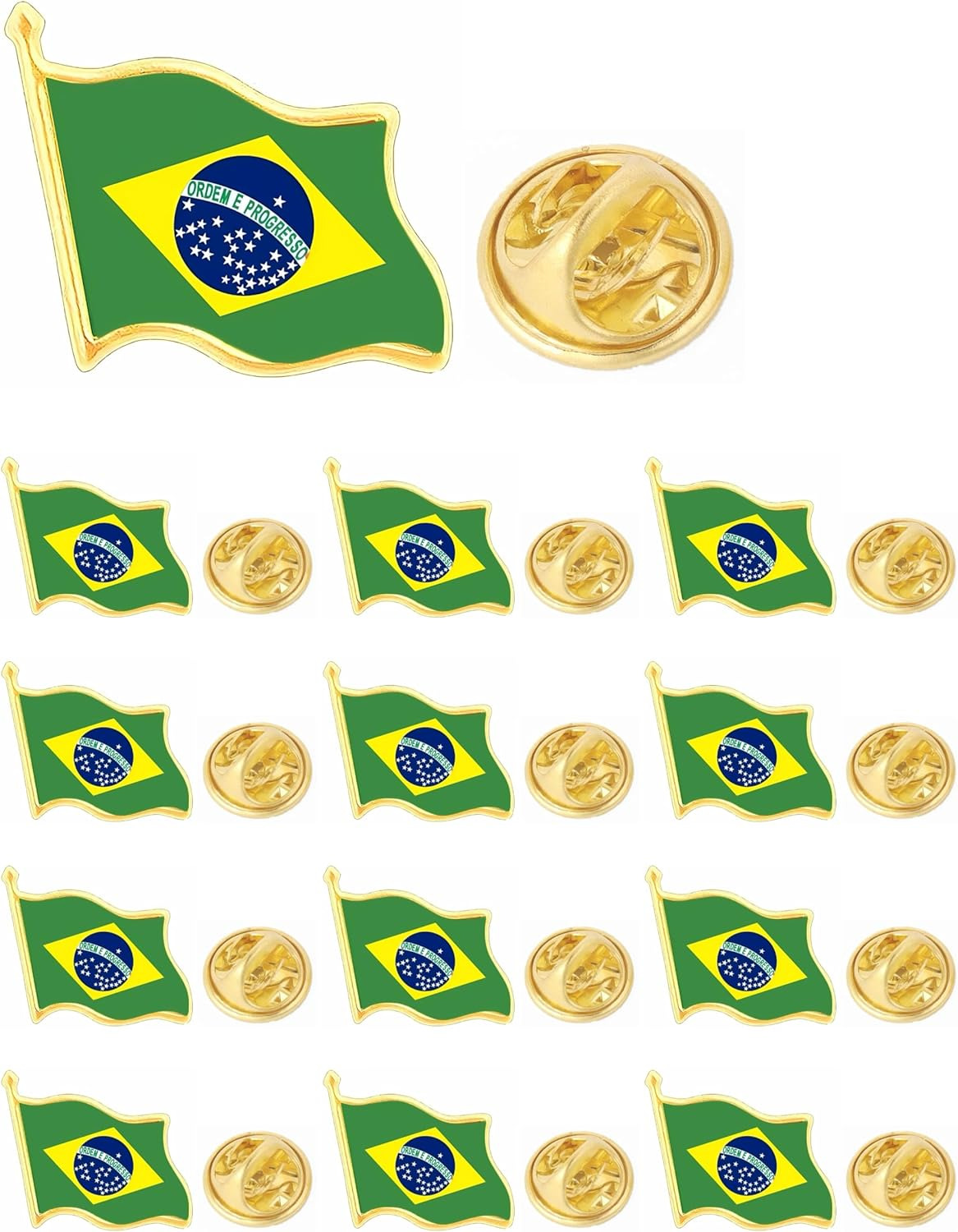 12/25/50Pcs Small Brazil Flag Lapel Pin Brazilian Flag Pins Bulk