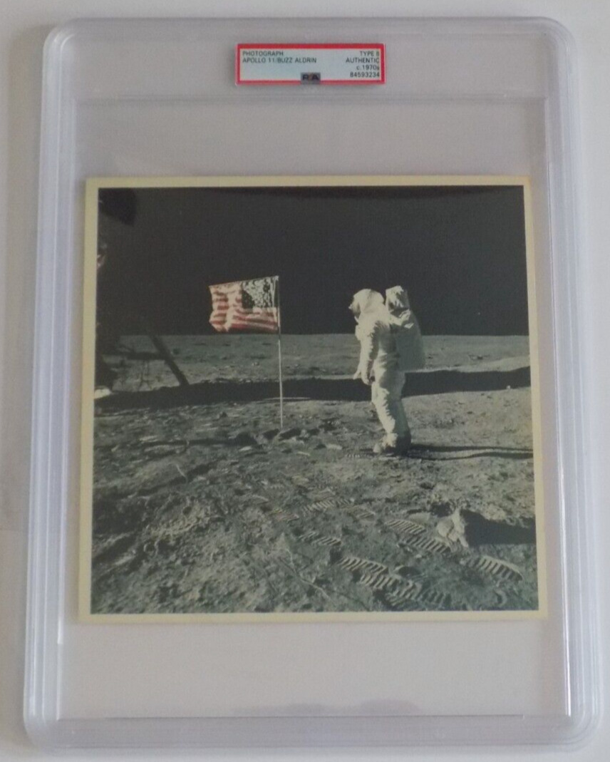 Apollo 11 Photo A Kodak Paper NASA Photograph Buzz Aldrin US Flag Type II PSA