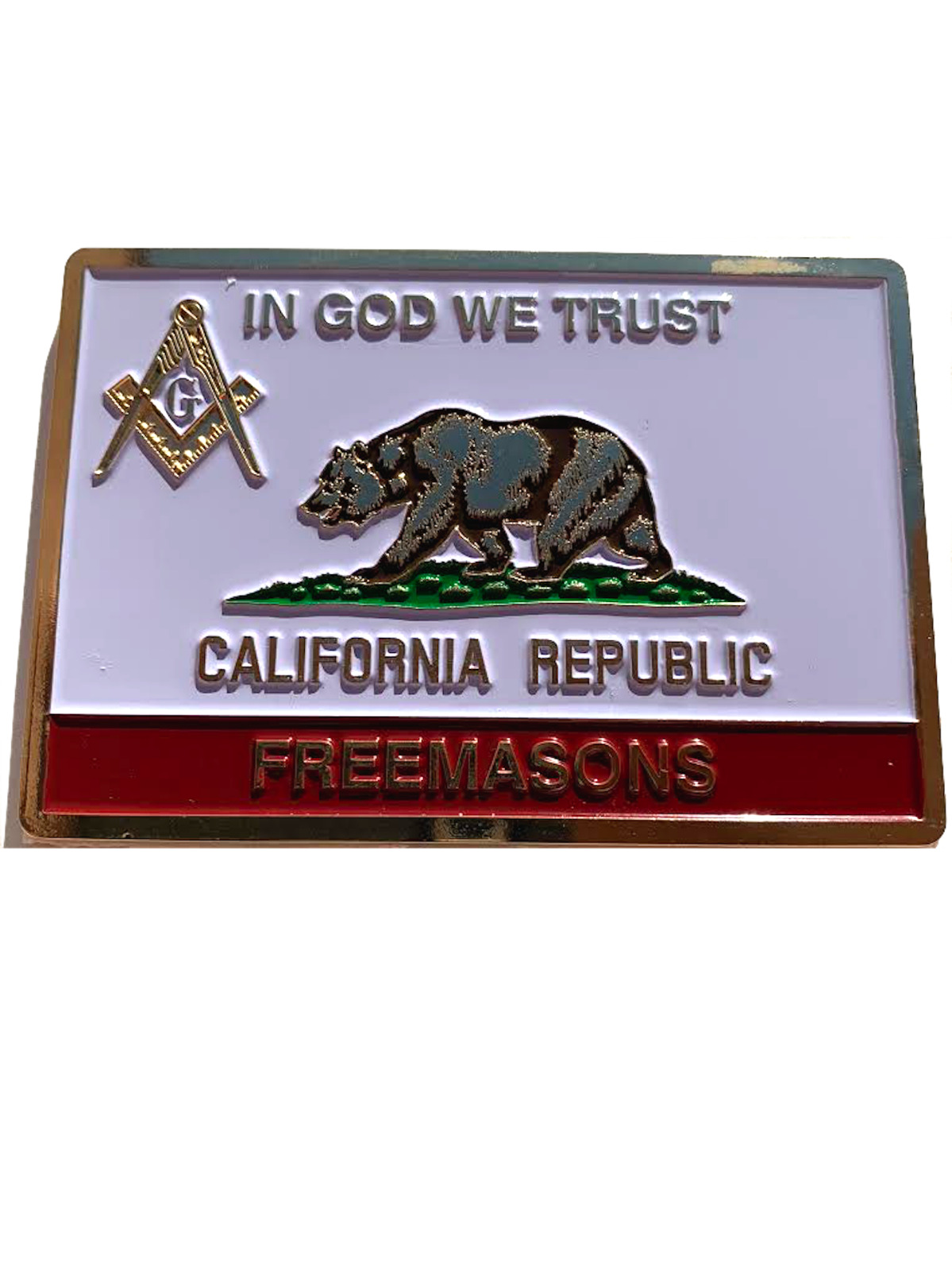 California Republic Freemasons Plate heavy Duty Auto Car Truck Emblem original