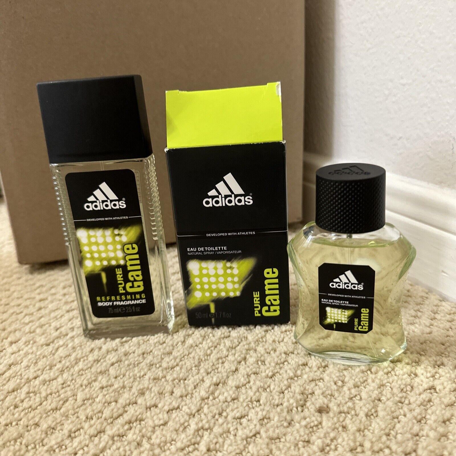 ADIDAS Pure Game Men Refreshing Body Fragrance 2.5 oz 75ml + edt spray 50ml 1.7o