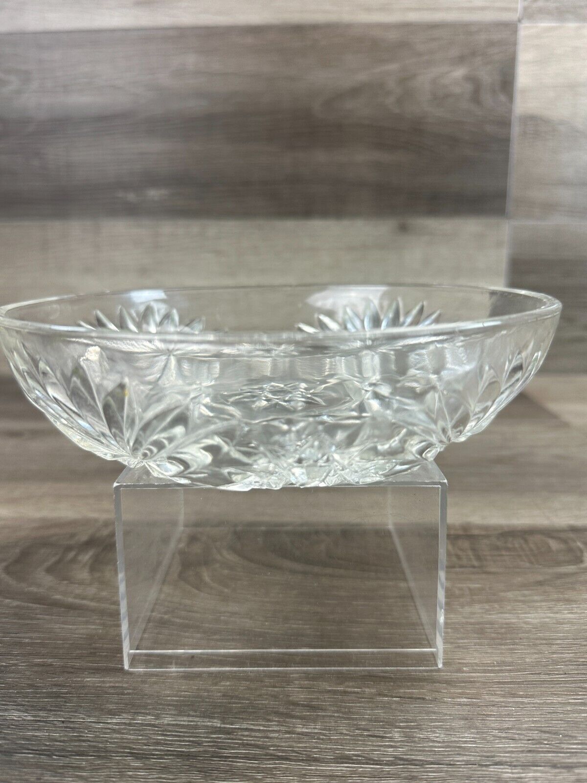Vintage 1960s Clear Anchor Hocking Glass Star of David 2x7 Serving Bowl