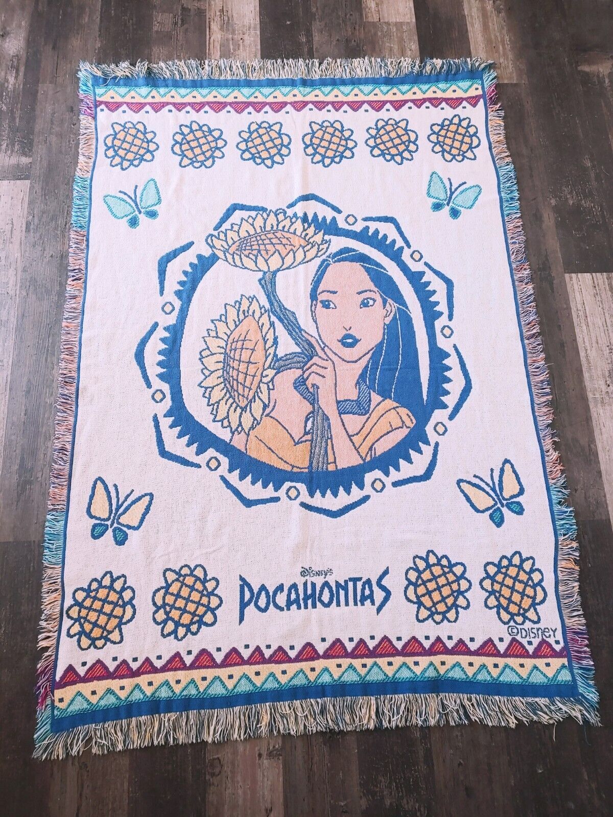 Pocahontas Disney Woven Throw Blanket Tapestry Beacon Blanket  Appx 43\