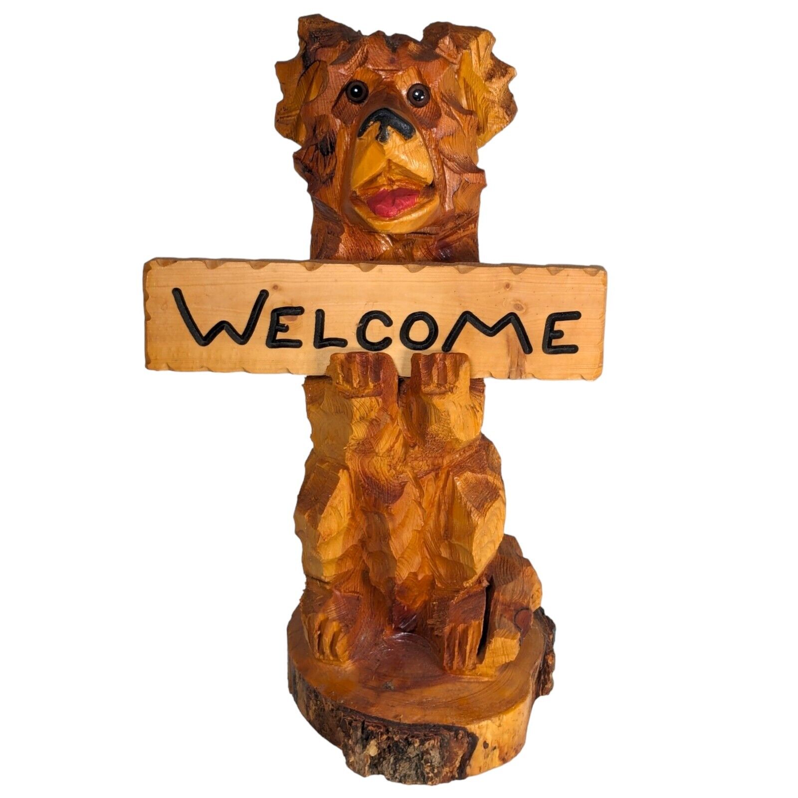 Chainsaw Carved Bear With 2 Sided Sign Welcome & Whatever 22