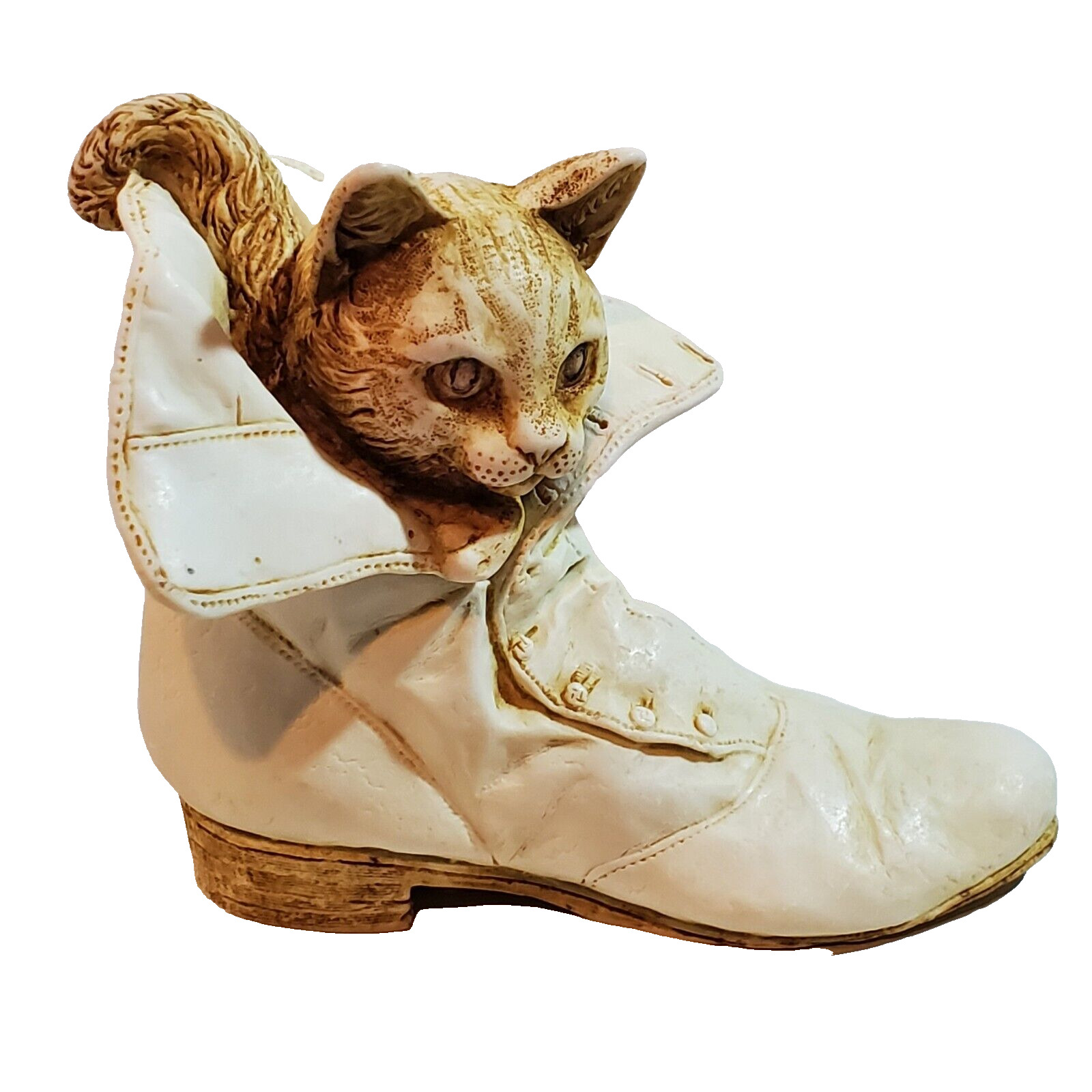 Vtg Harmony Kingdom Purrfect Fit Cat in Shoe Victorian Boot Trinket Box Figurine