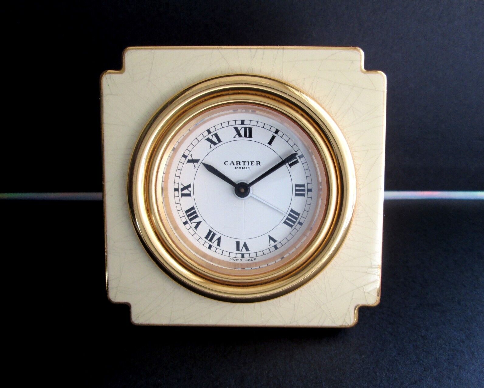 Cartier 7512 Gold & Enamel Desk Office Alarm Clock 7.4 (X) 7.4 (X) 2.7 cm, 418gr