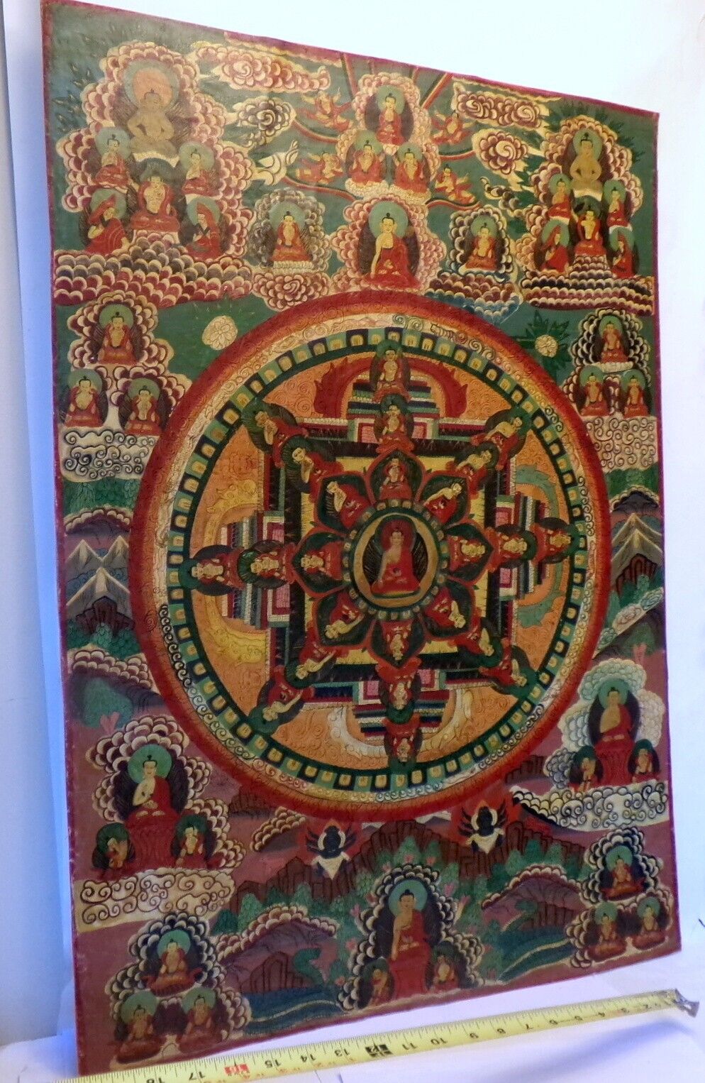 Vtg TIBET THANGHA ART Painting Buddhist Religion Mandala