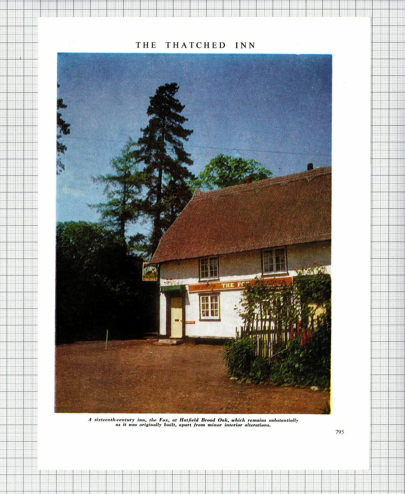(4082) The Fox Inn Hatfield Broad Oak Essex Thatched Roof  - 1965 Clip