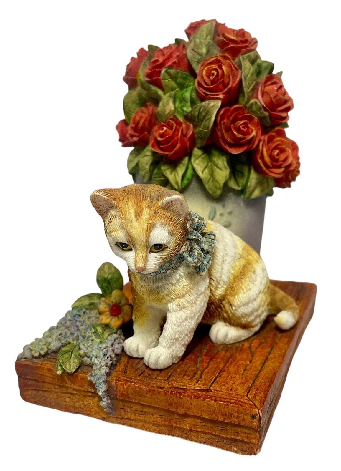Sweet Thoughts 1st Edition 1999 Susan Winget Cat & Roses Figurine Lang & Wise