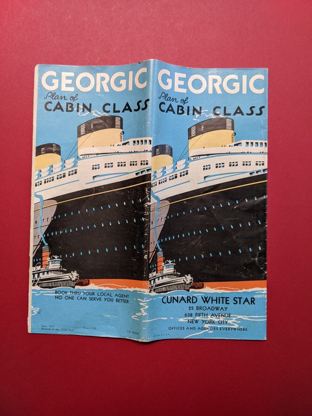 Cunard White Star Line - Motor Vessel GEORGIC (1932) Deck Plan (November, 1937)
