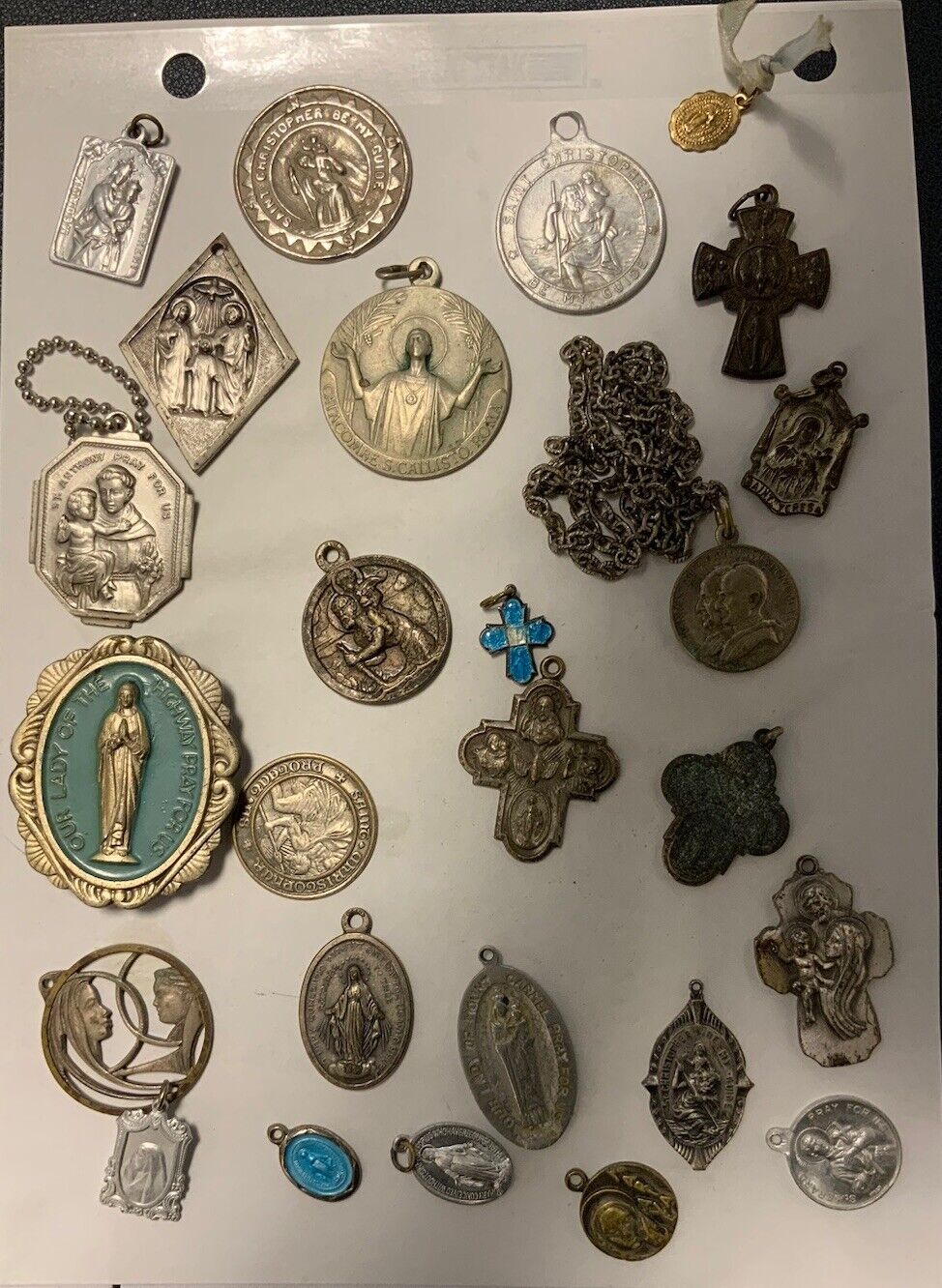 Vintage Catholic Lot of 25 Medals Crosses Religious Holy