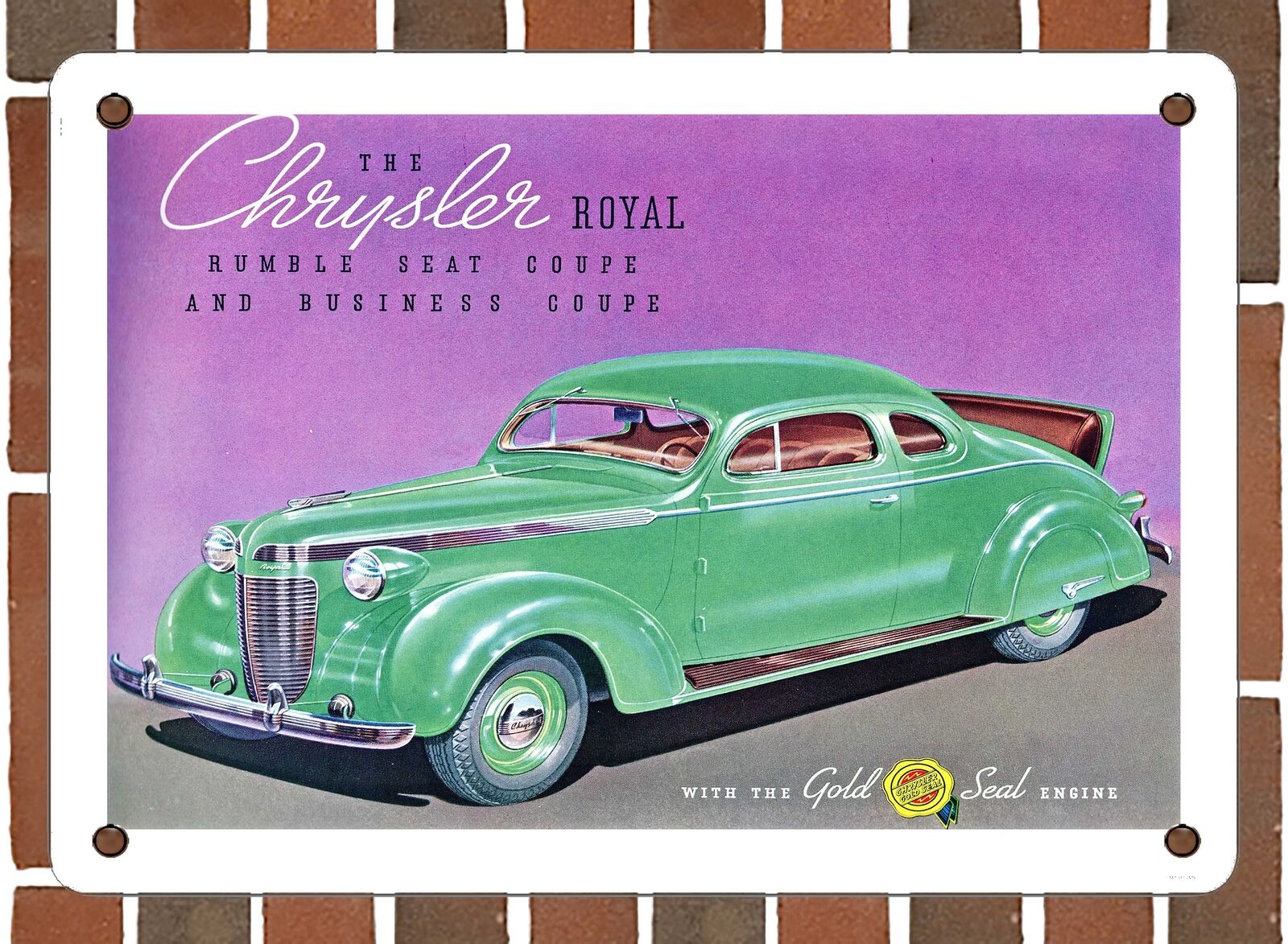 METAL SIGN - 1937 Chrysler Royal Rumble Seat Coupe - 10x14 Inches