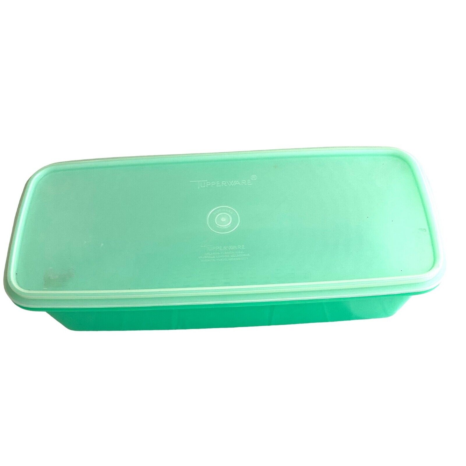Vintage long square Tupperware Green Container