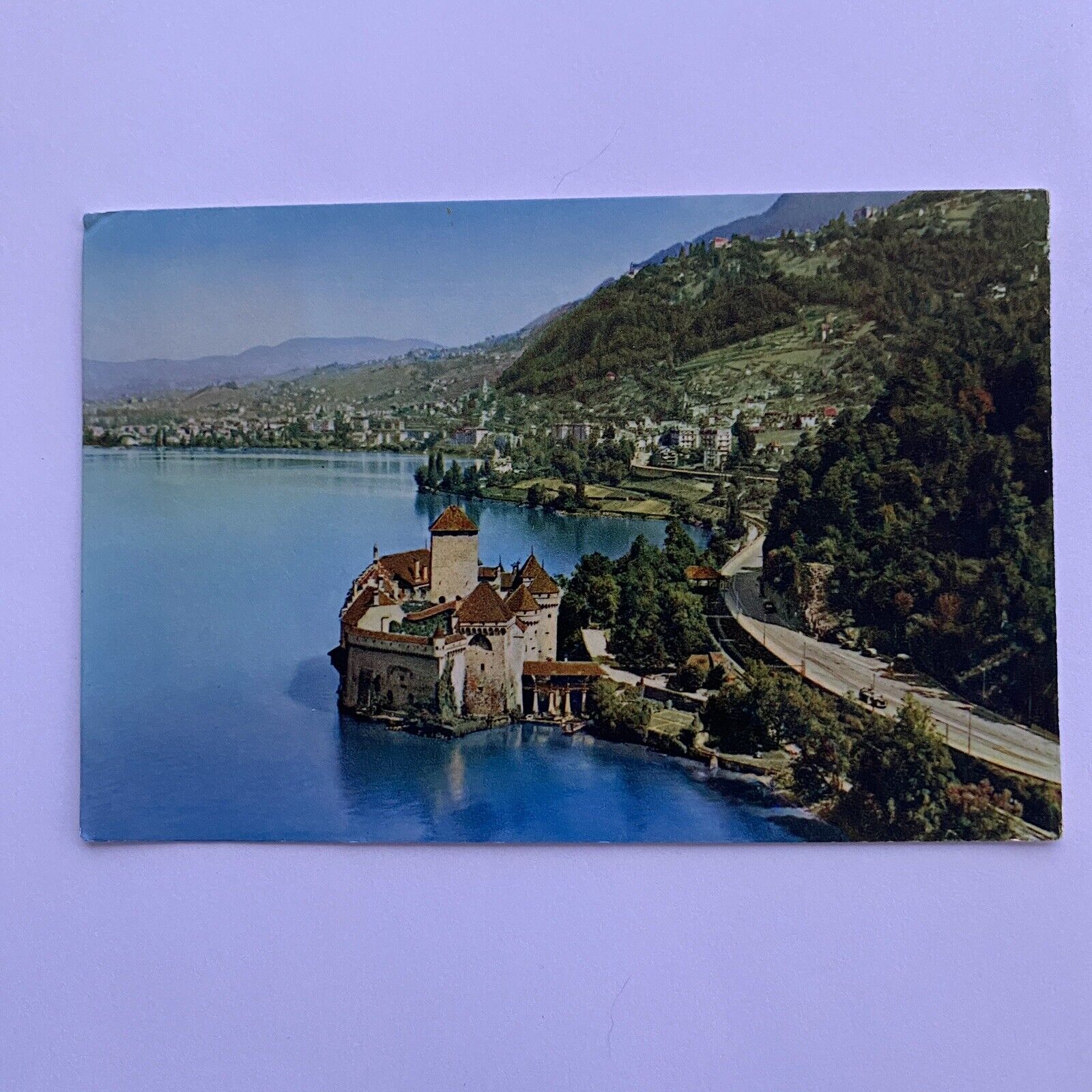 Lac Leman Chateau De Chillon, a Castle in Veytaux, Switzerland Postcard VTG 1955