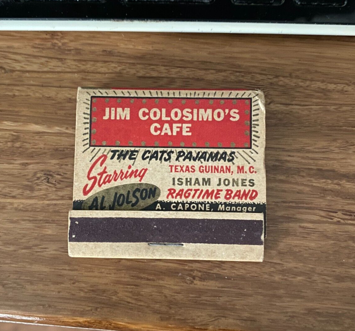 Al Capone Matchbook Jim Colosimo's Cafe Vintage Fantasy Mafia With Matches