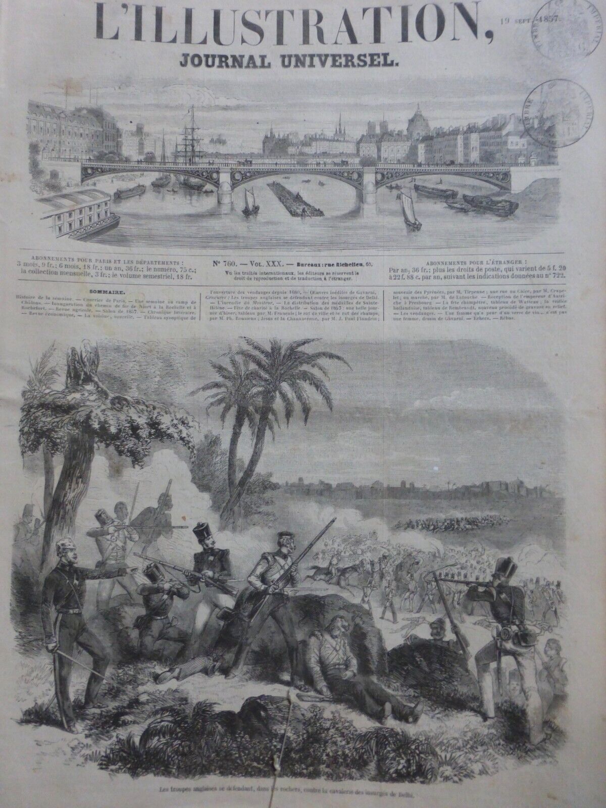 1857 I INDIA ANGLAIS TROOPS DEFENSE CAVALRY INSURGES DELHI