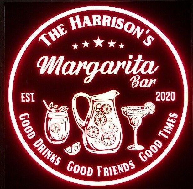 Custom Margarita Bar LED Sign Personalized Home bar pub Lighted non neon tequila