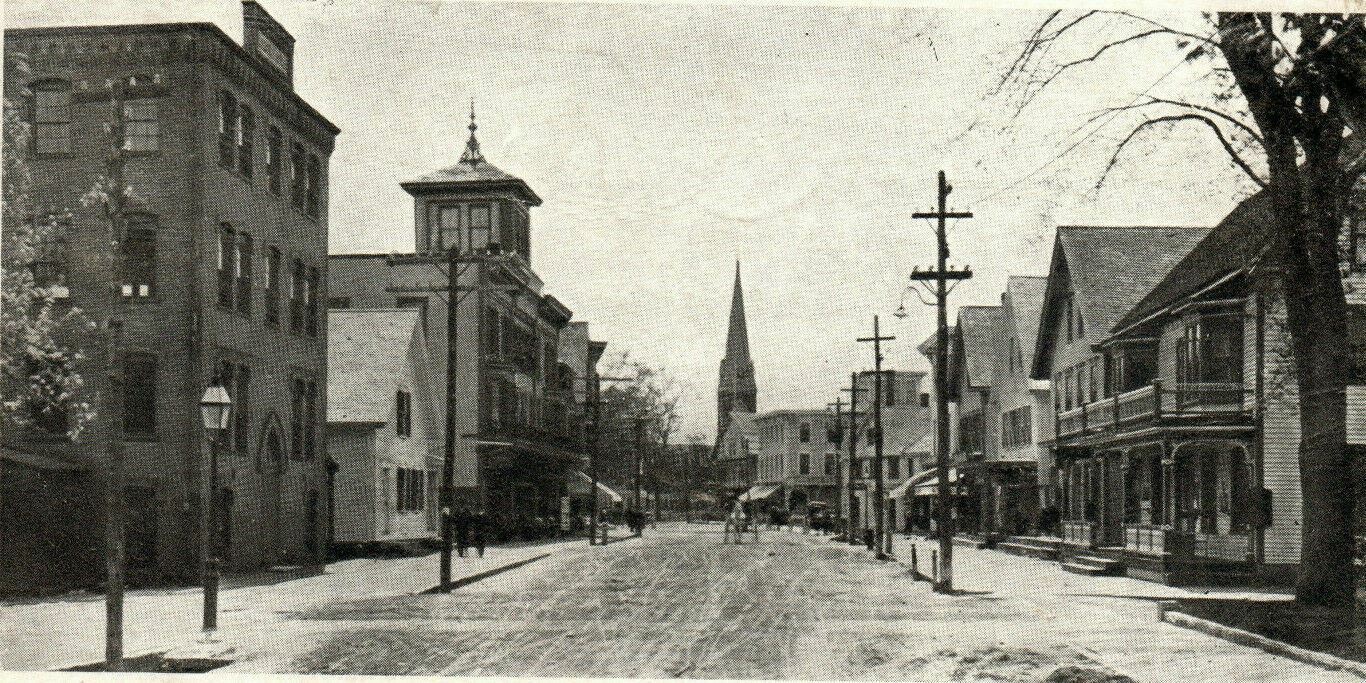 1906 Farmington NH Postcard RFD Flag Cancel Looking Down Main Street